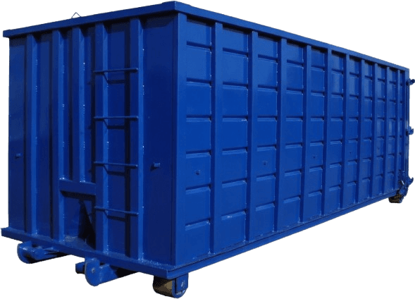 Blue 40 yard roll-off dumpster bin rental Los Angeles CA