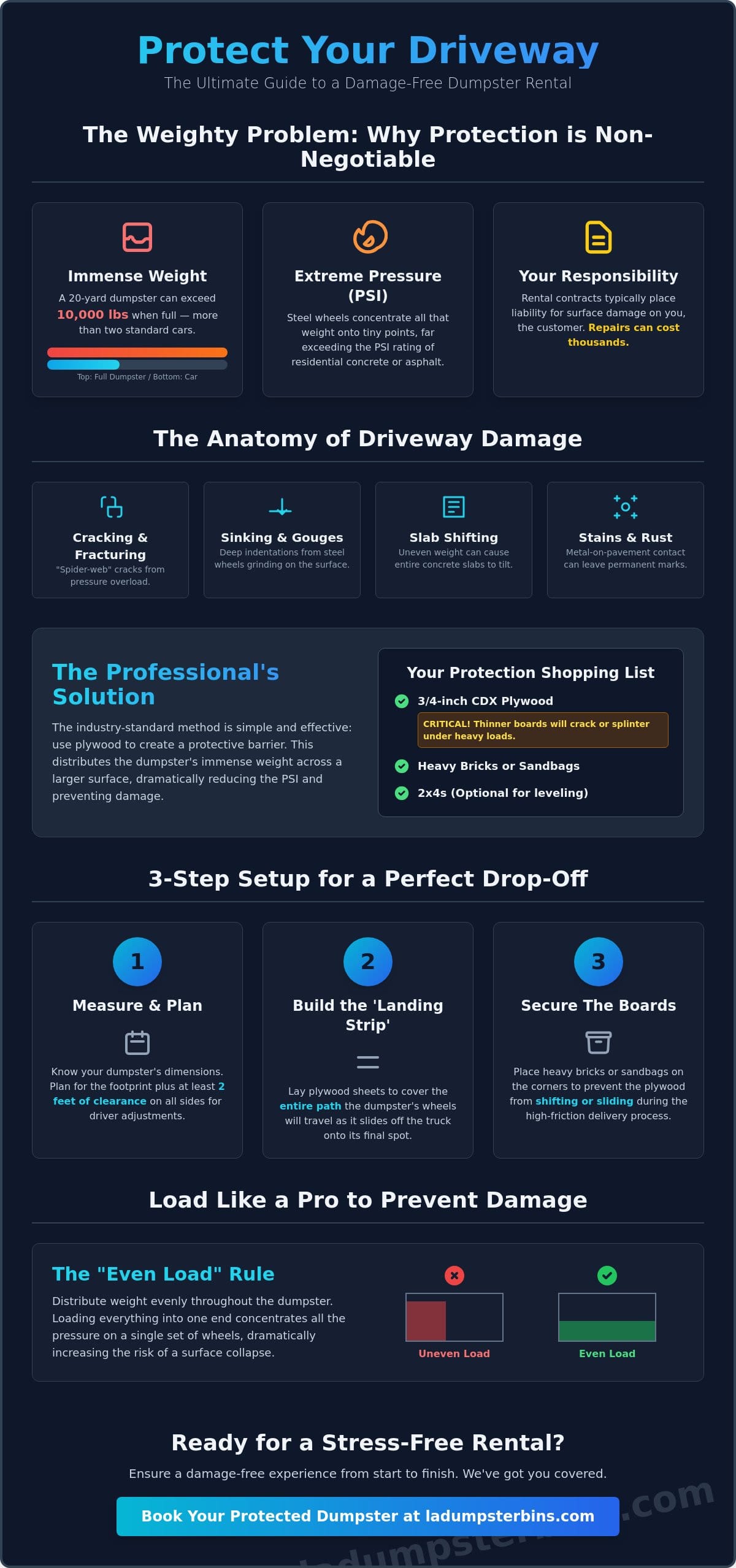 Driveway Protection for Dumpster Rental: The Complete Guide to Preventing Damage